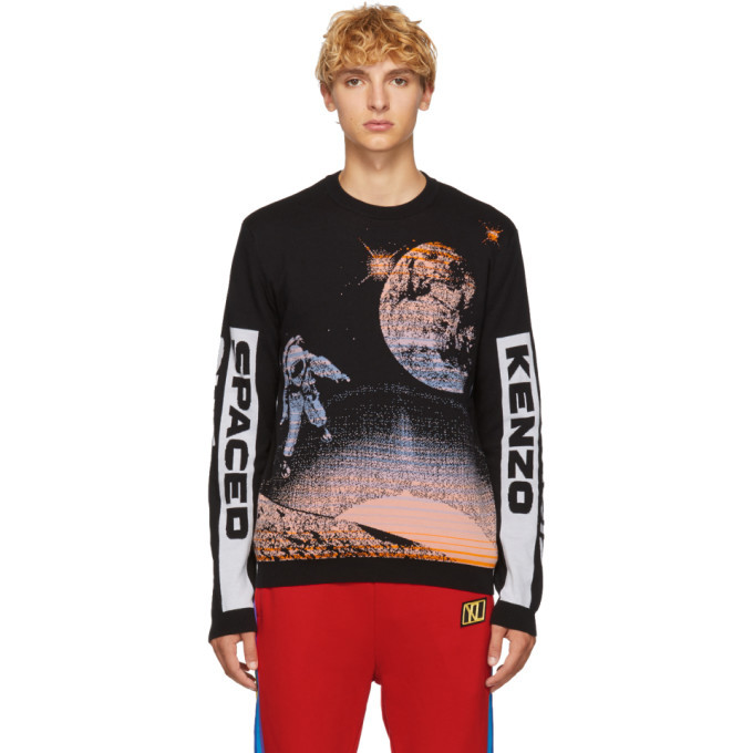 Kenzo Black Spaced Out Crewneck Sweater 
