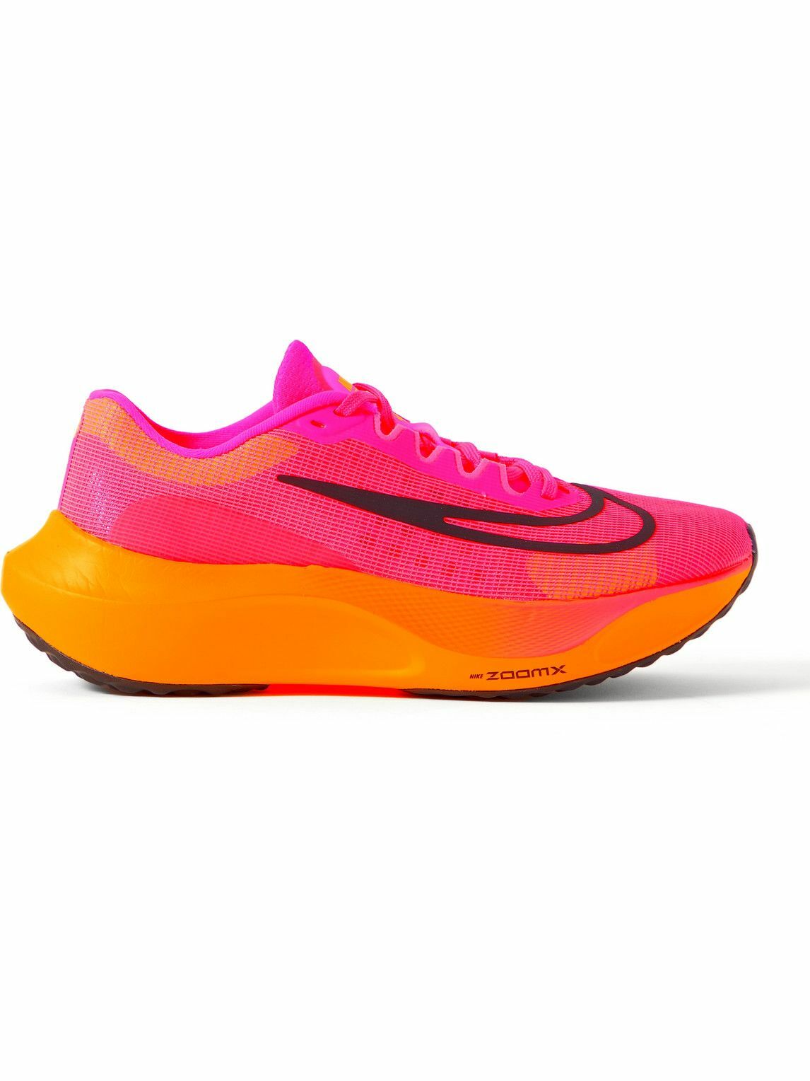 Nike Running - Zoom Fly 5 Rubber-Trimmed Neon Mesh Sneakers - Pink Nike ...