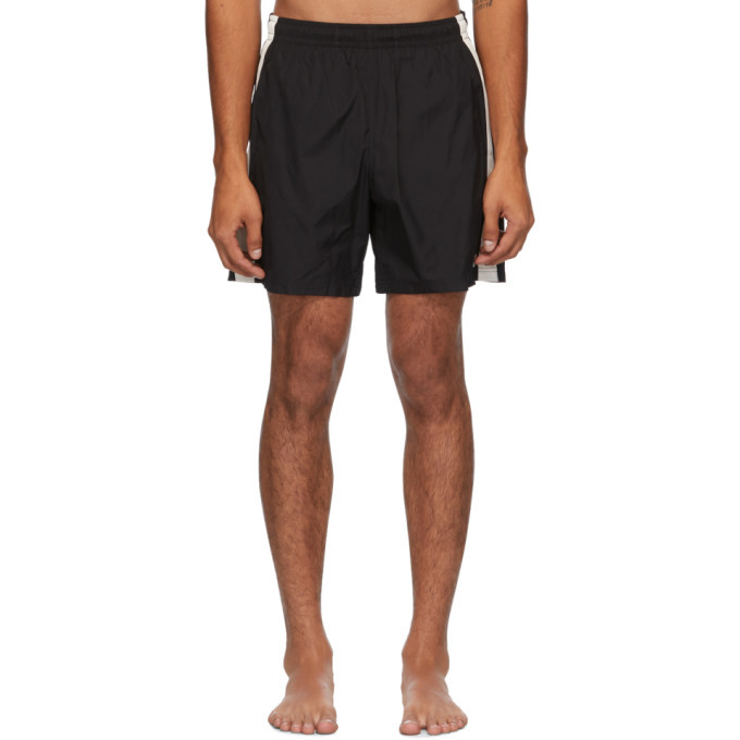 Alexander McQueen Black and Off-White Contrast Swim Shorts Alexander ...