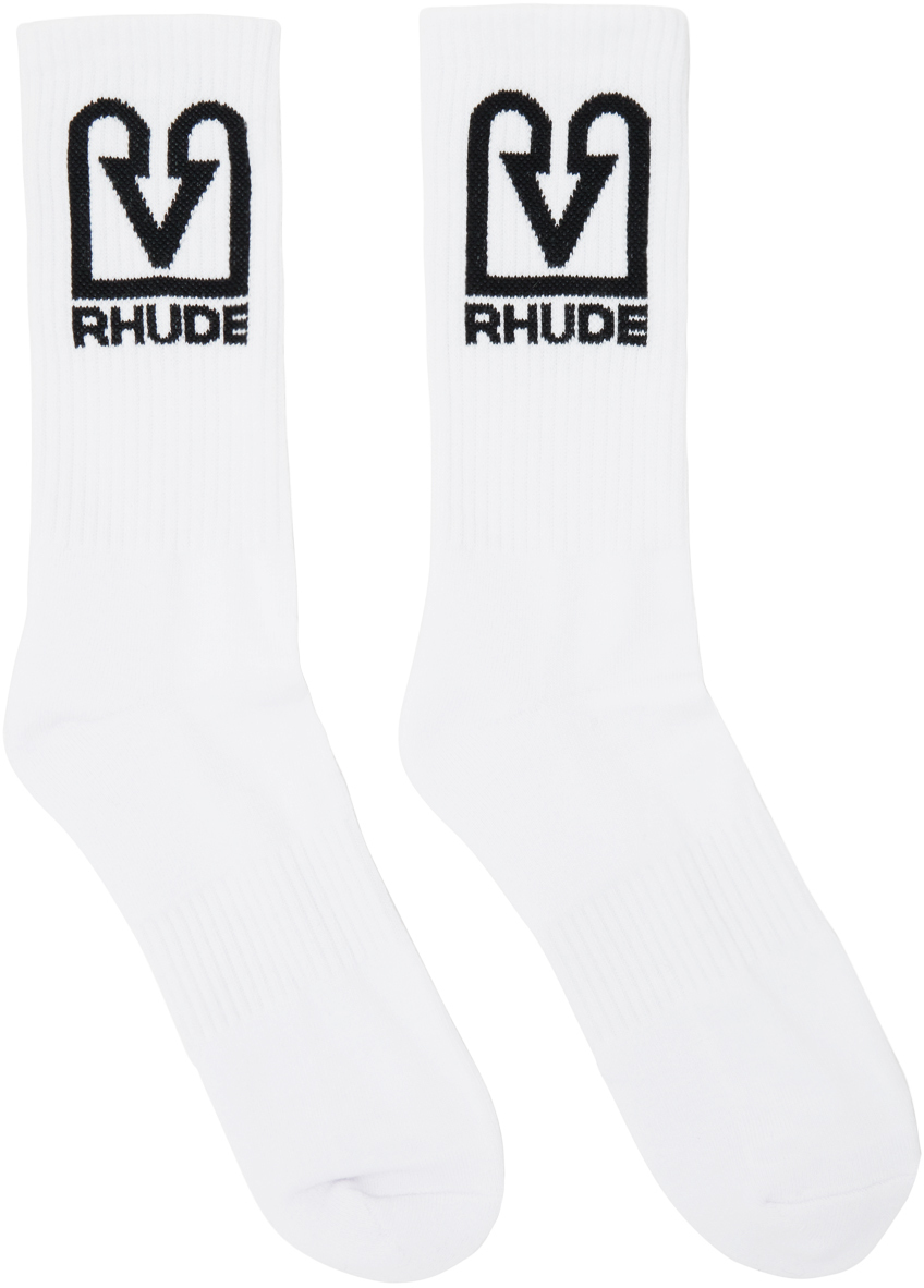 Rhude White & Black Bank Logo Socks Rhude