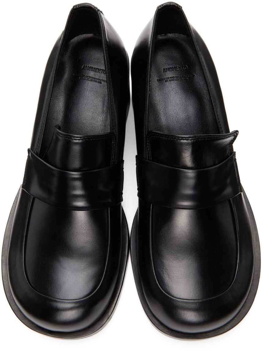 AMOMENTO Black Round Penny Loafer AMOMENTO