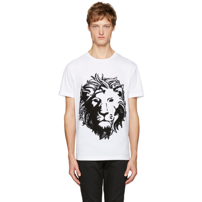 Versus White Embroidered Lion T-Shirt Versus