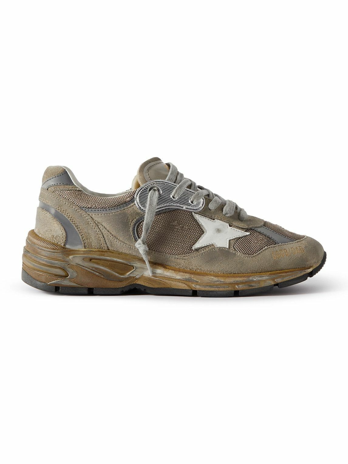 Golden Goose Running Dad Distressed Neoprene and LeatherTrimmed Mesh and Suede Sneakers