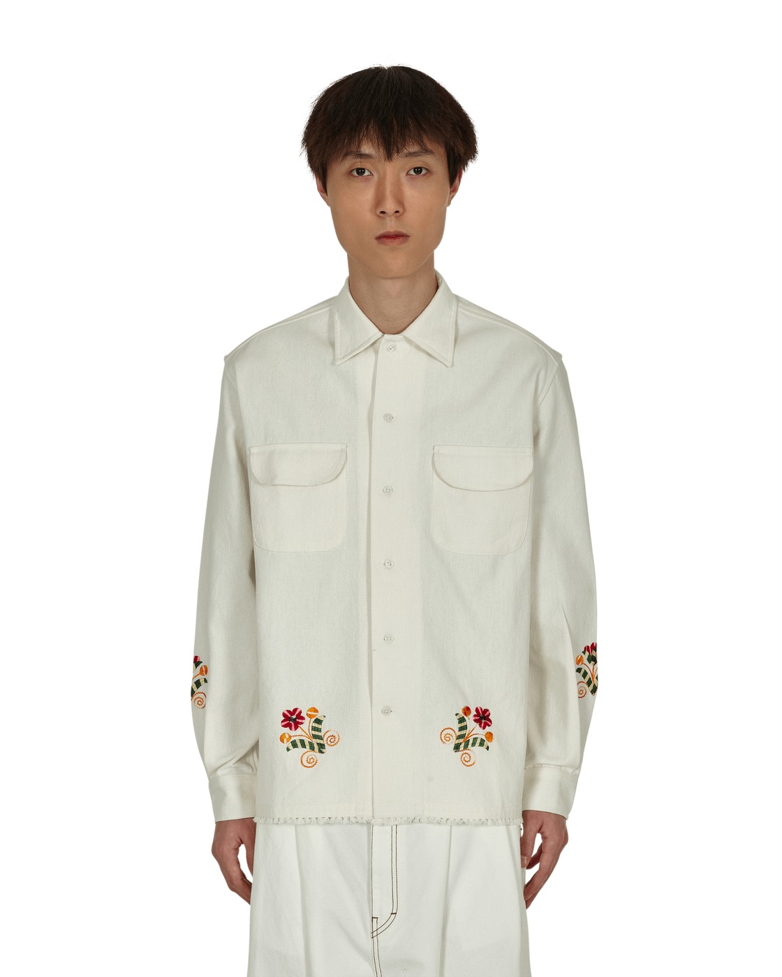 Photo: Bode Russe Floral Long Sleeve Shirt White