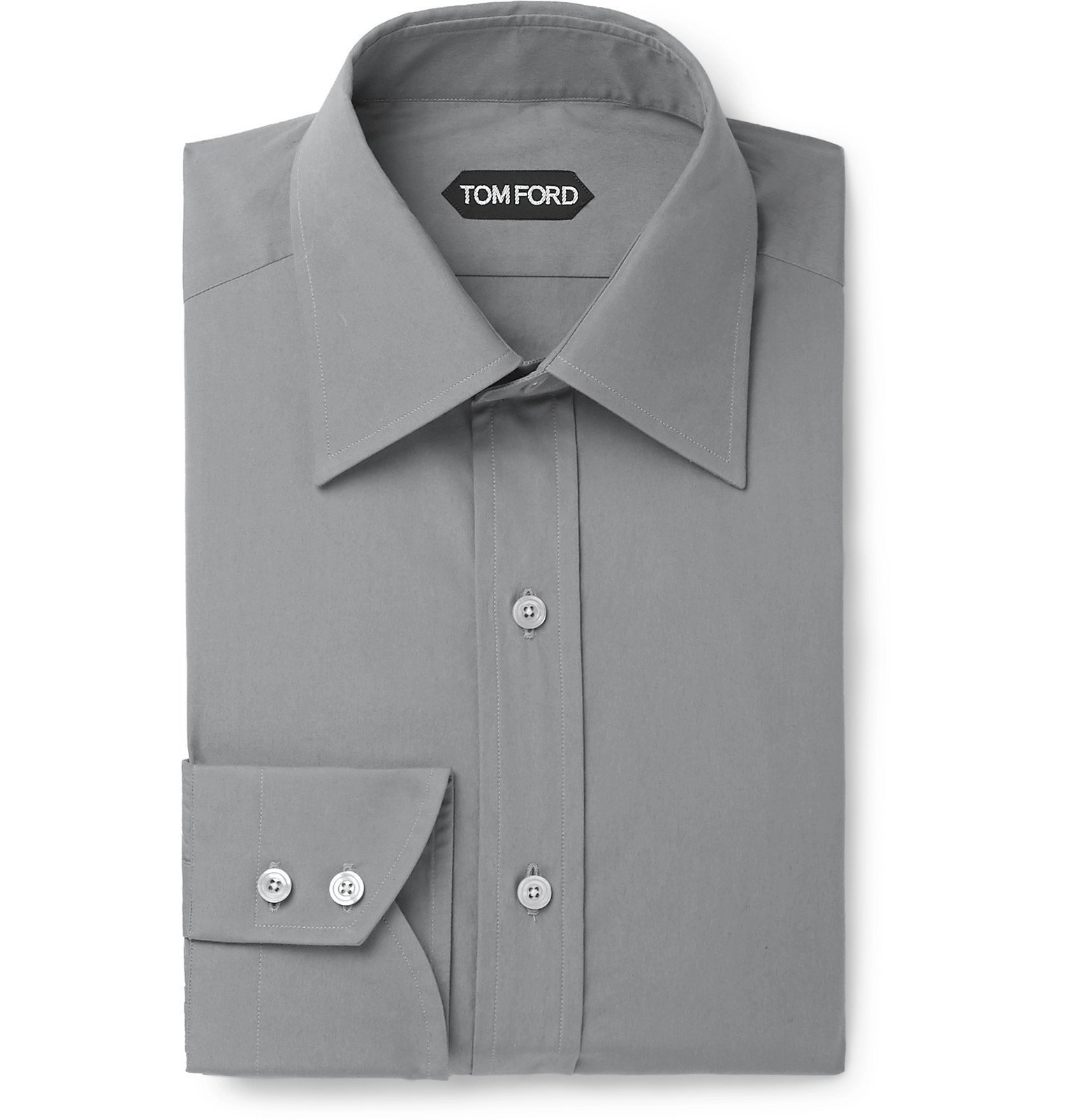 TOM FORD - Grey Slim-Fit Cotton-Poplin Shirt - Gray TOM FORD
