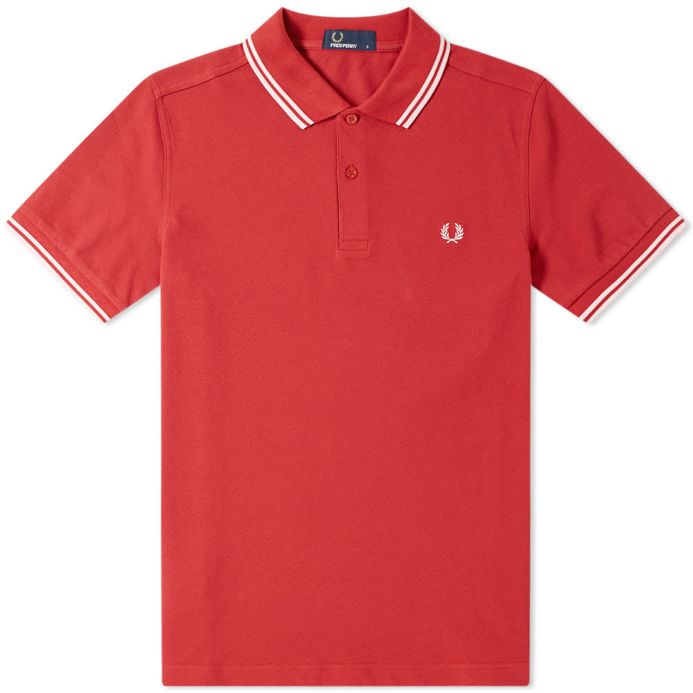 Fred Perry Slim Fit Twin Tipped Polo Pomegranate & Soft Pink Fred Perry