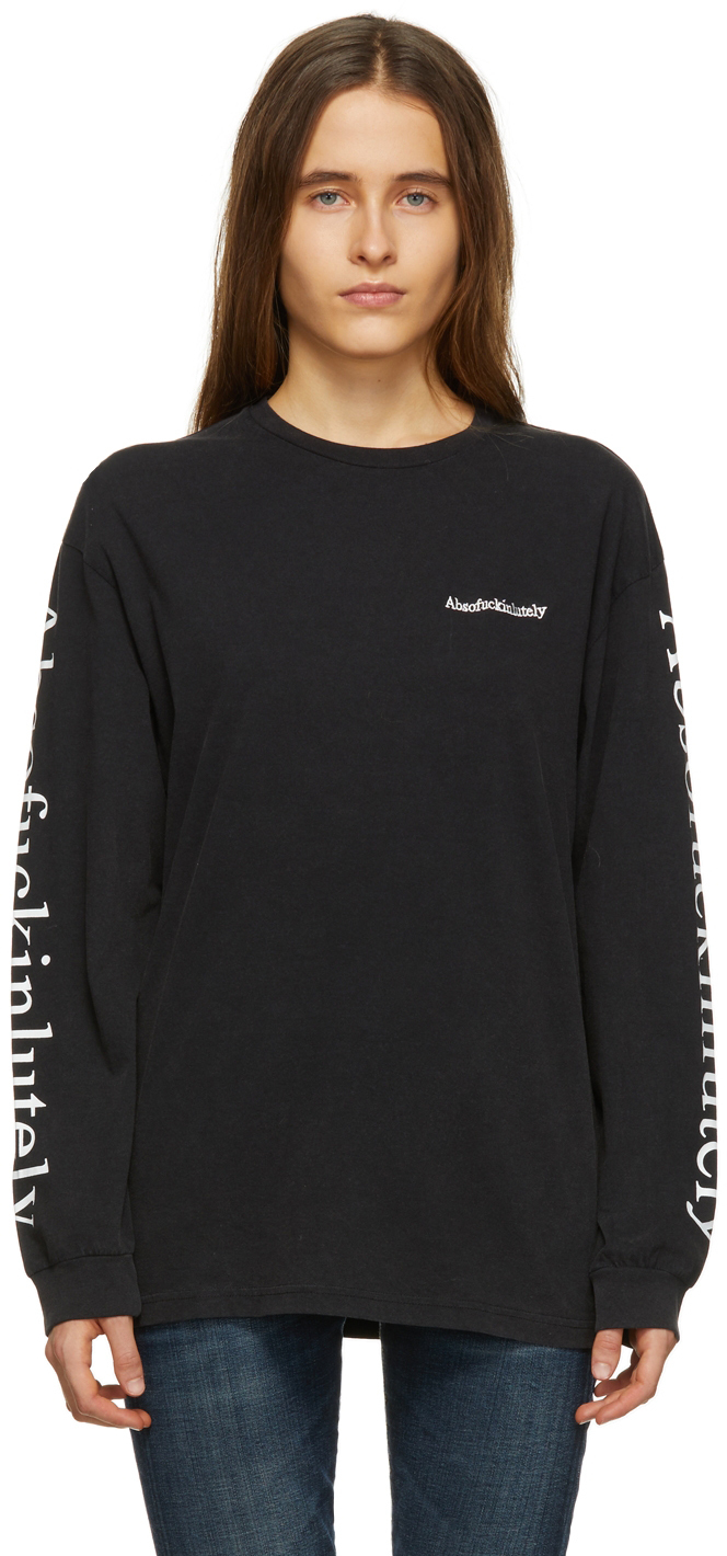 R13 Black 'Absofuckinglutely' Long Sleeve T-Shirt R13