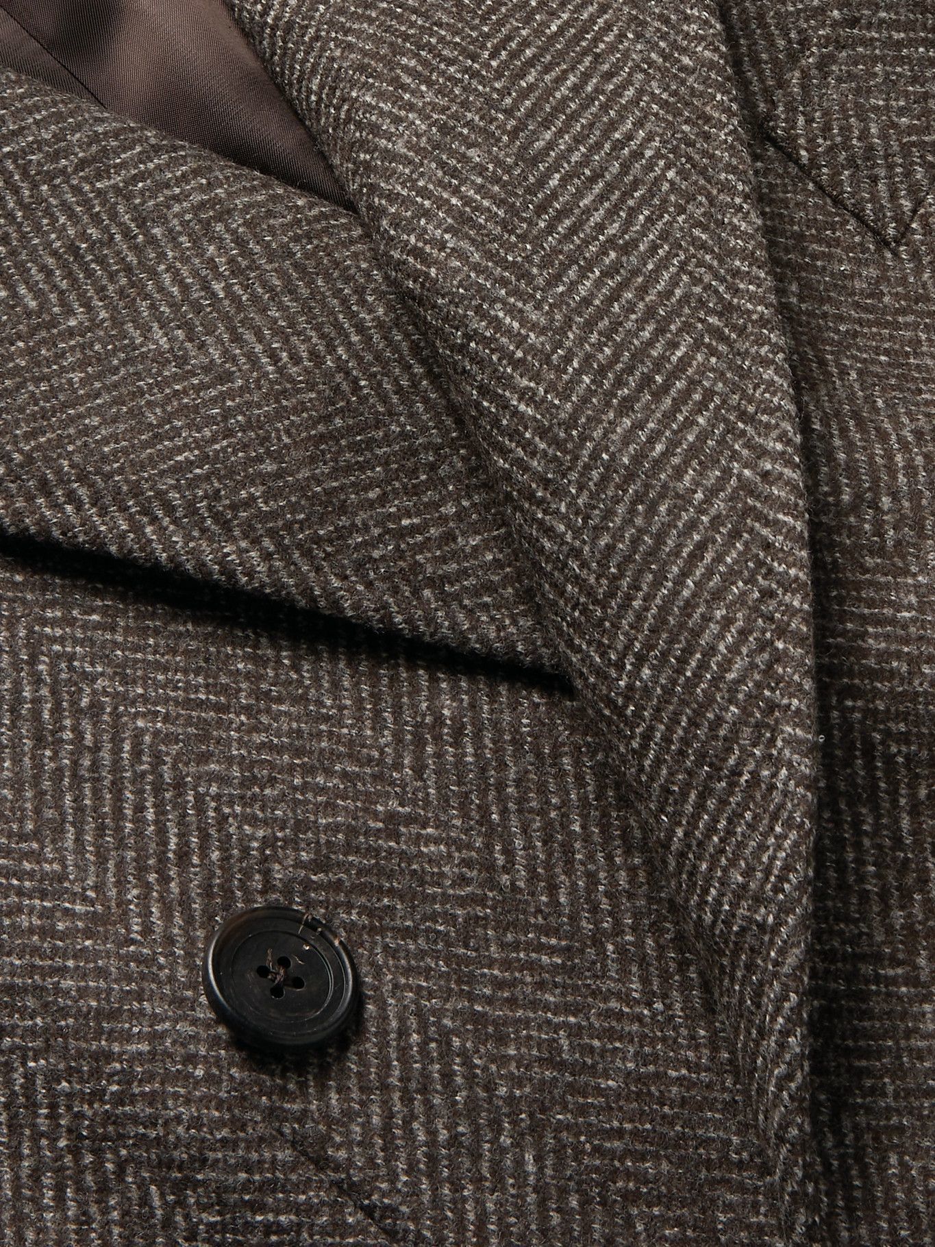 THOM SWEENEY - Double-Breasted Herringbone Wool Coat - Brown Thom Sweeney