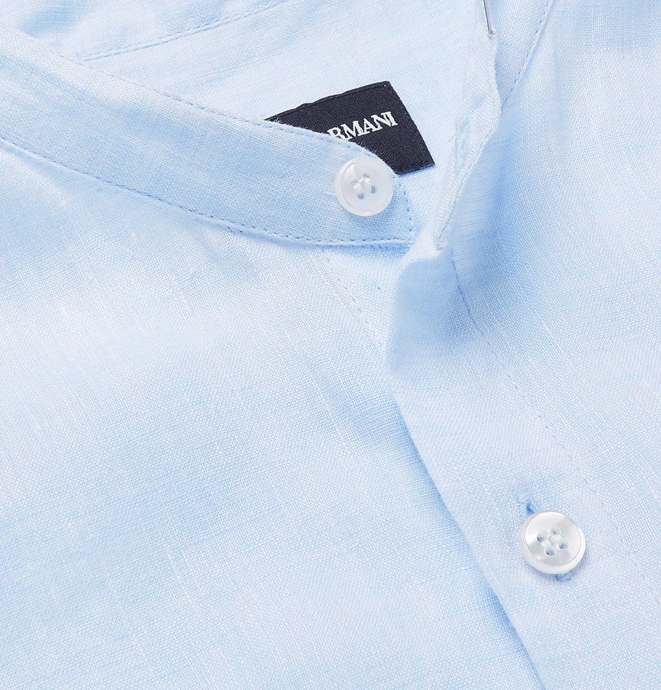 Nehru Grandad-Collar Linen Shirt 