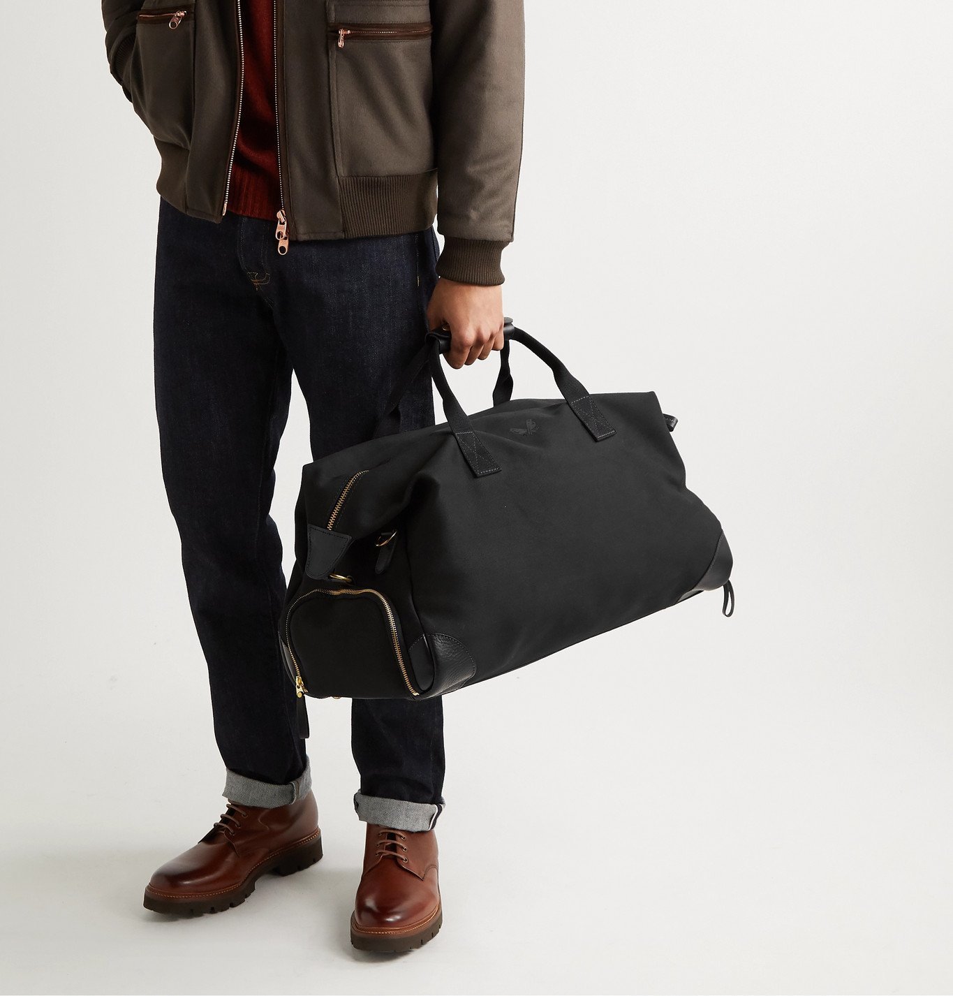 Bennett Winch - Weekender Leather-Trimmed Cotton-Canvas Holdall - Black ...