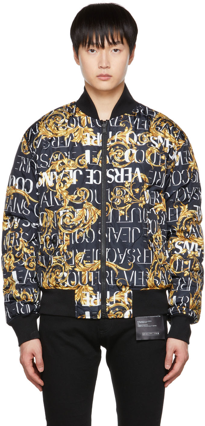 Versace Jeans Couture Black Reversible Bomber Jacket Versace