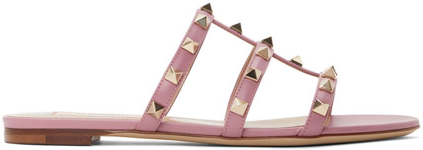 pink valentino rockstud slides