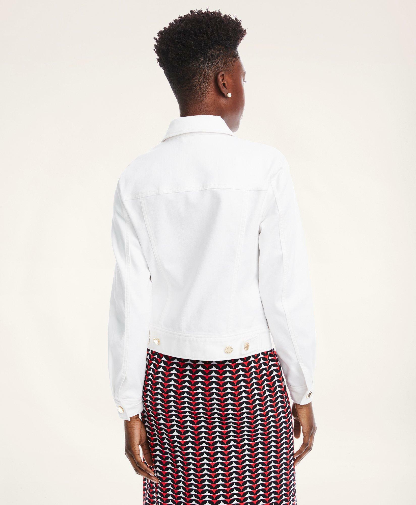 Brooks Brothers Women's Stretch Cotton Twill Denim Jacket | White