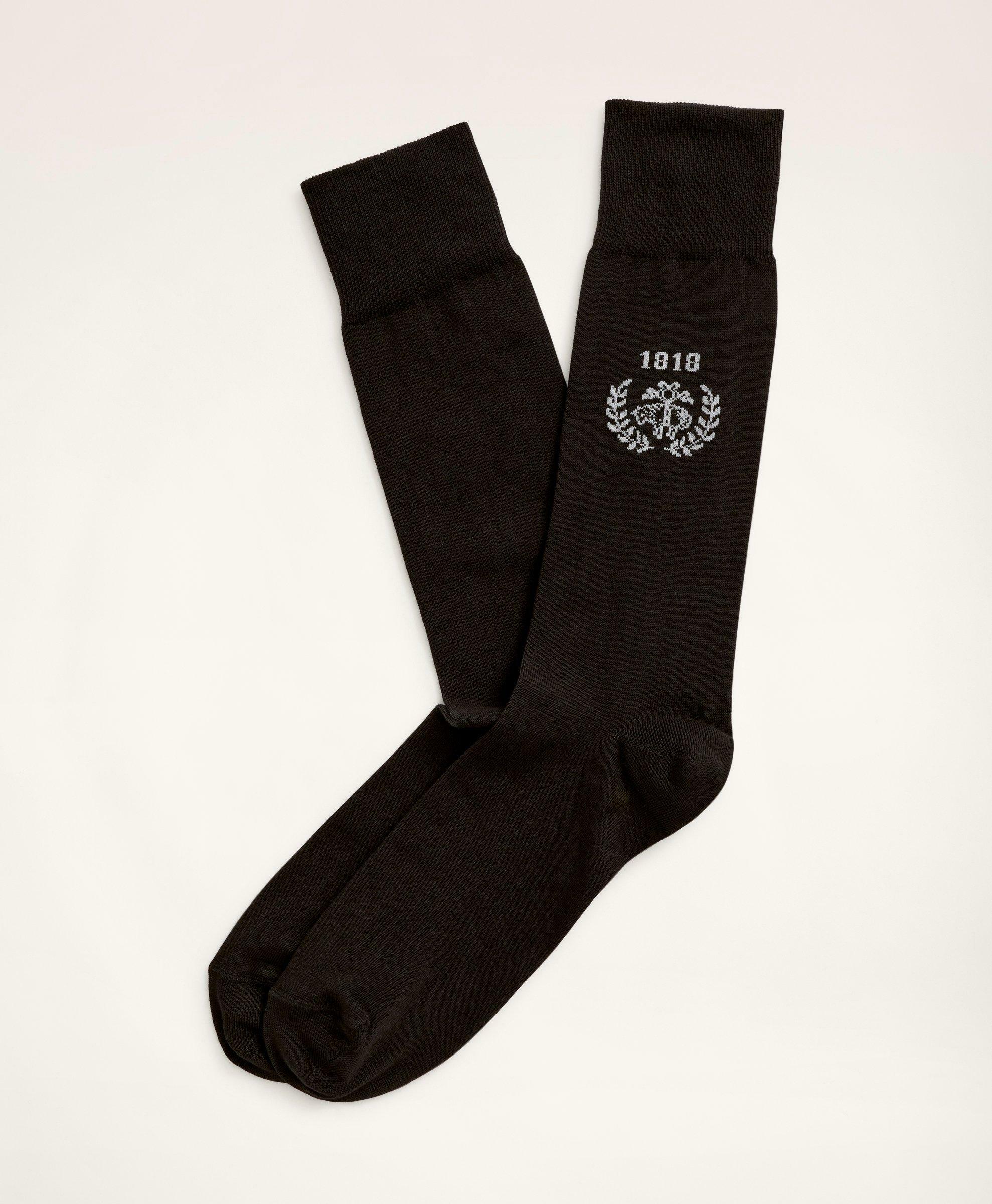 Photo: Brooks Brothers Men's Crest Crew Socks | Black