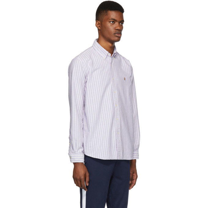 Polo Ralph Lauren Purple and White Striped Oxford Shirt Polo Ralph Lauren