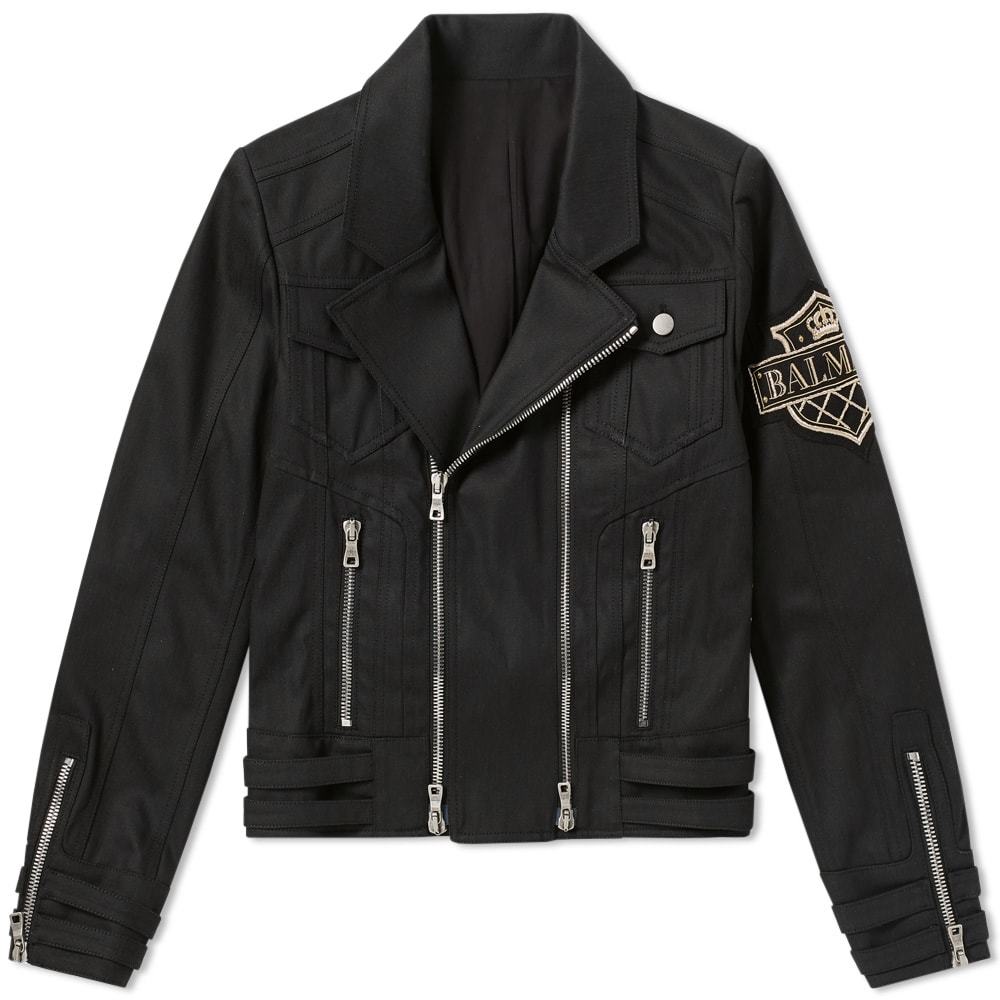 Balmain Military Badge Denim Jacket Black Balmain