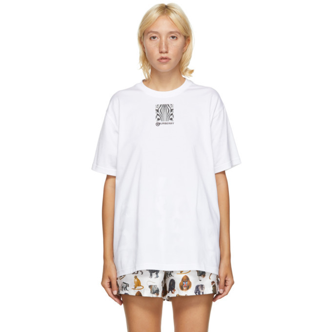 Burberry White Carrick Zebra Eyes T-Shirt Burberry