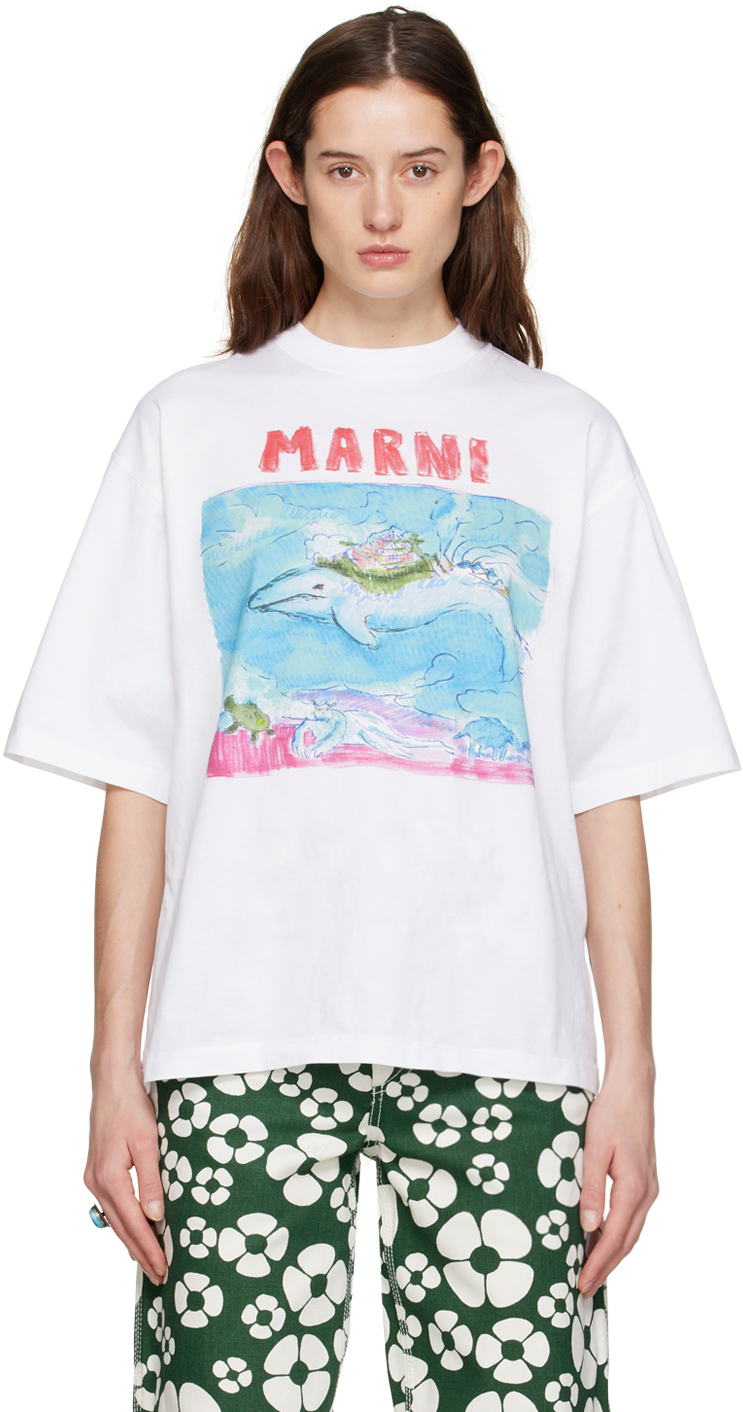 Marni White Graphic T-Shirt Marni