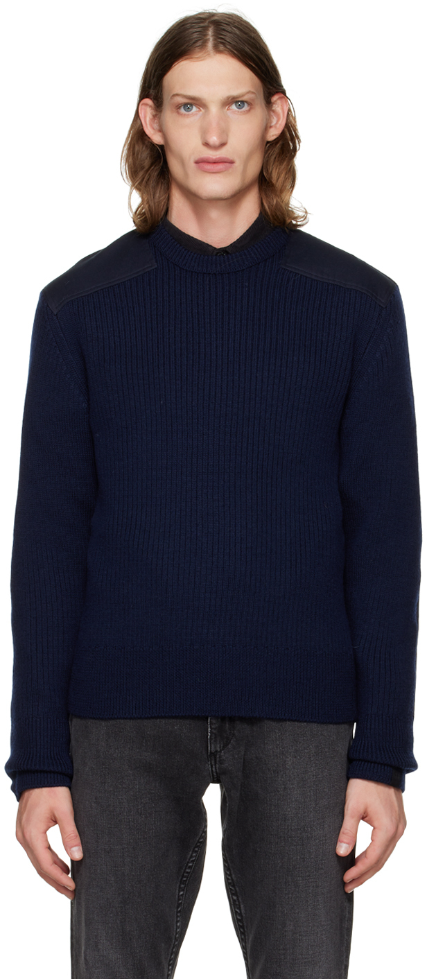 rag & bone Navy Dexter Mixed Media Sweater Rag and Bone