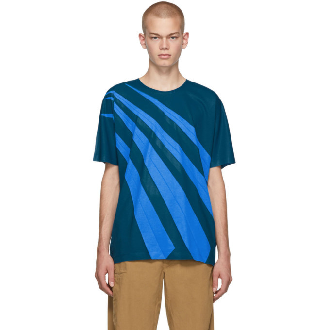 Issey Miyake Men Blue Wrinkle T-Shirt Issey Miyake Men