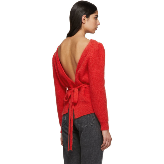 red open back sweater
