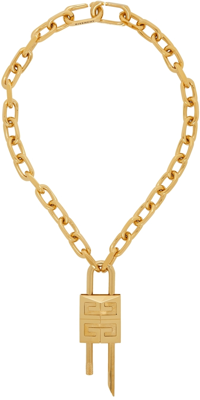 Givenchy Gold Hanging Lock Necklace Givenchy