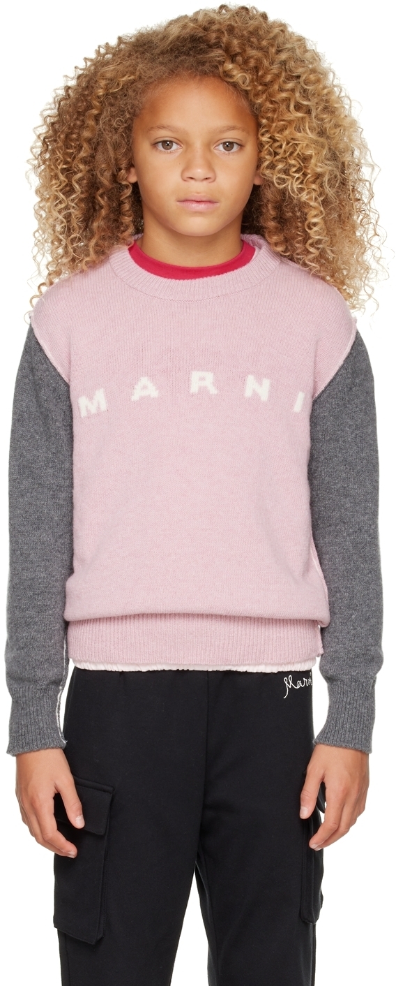 Marni Kids Pink & Gray Logo Sweater Marni