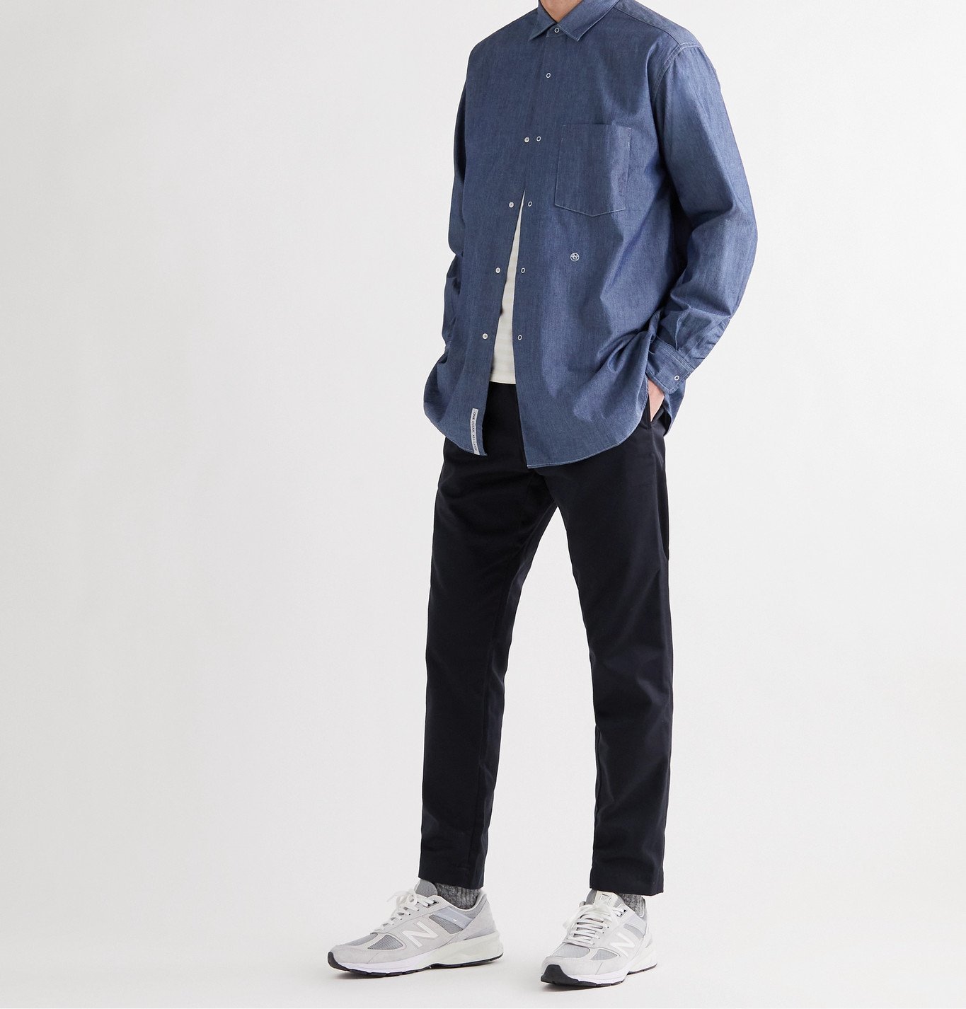 NANAMICA - Tapered Cotton-Blend Twill Chinos - Blue Nanamica