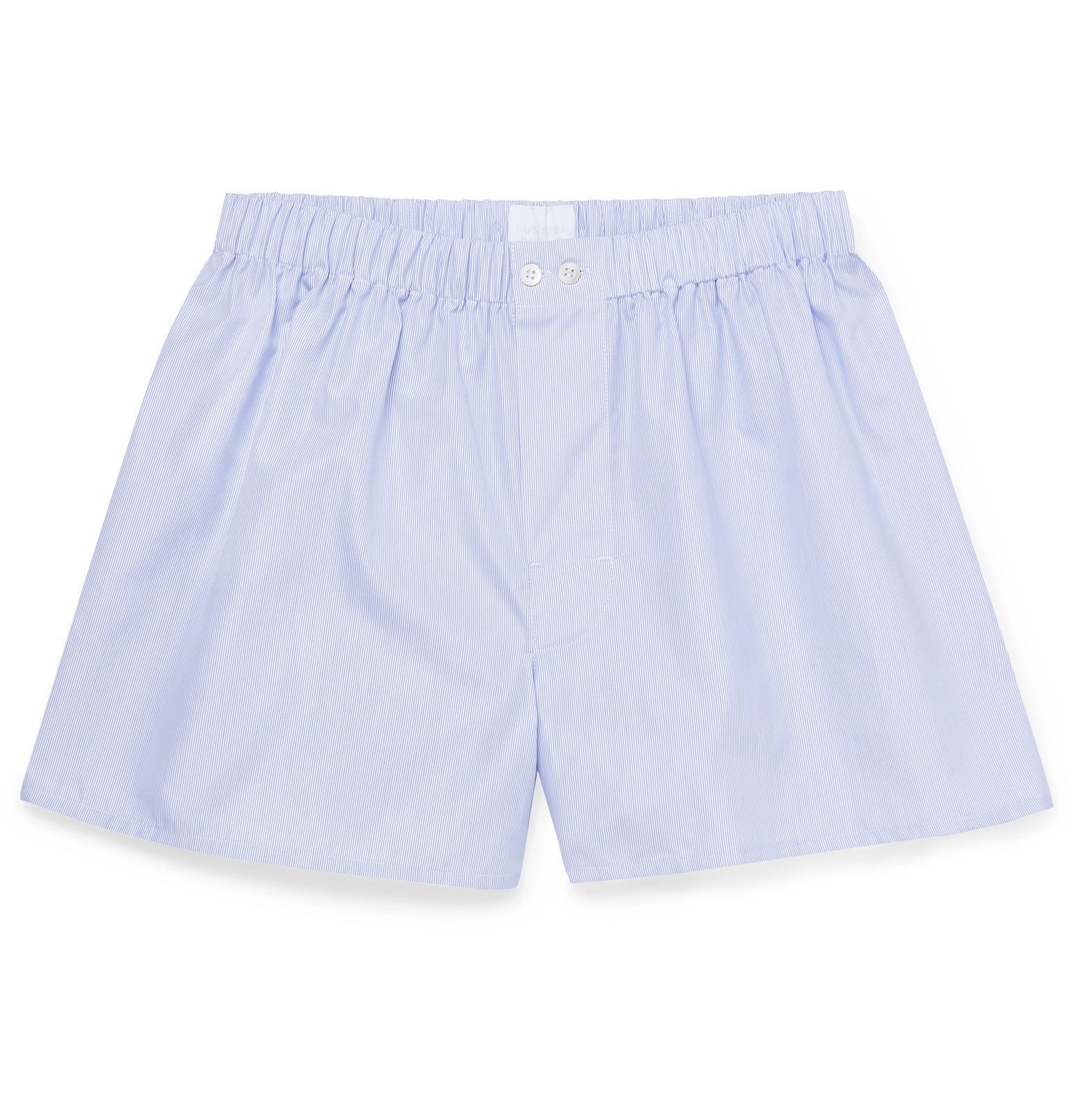 Sunspel - Striped Sea Island Cotton-Poplin Boxer Shorts - Blue Sunspel