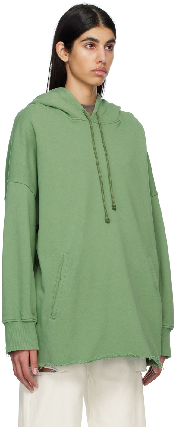 MM6 Maison Margiela Green Raw Edge Hoodie MM6 Maison Margiela