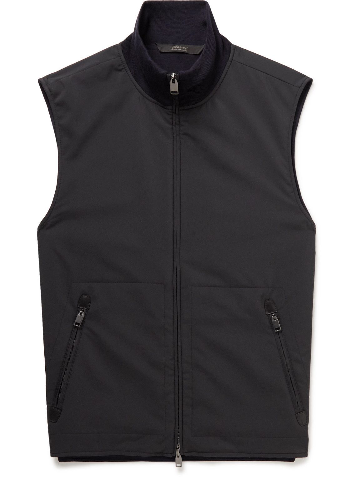 Photo: Brioni - Leather-Trimmed Shell and Wool Gilet - Black