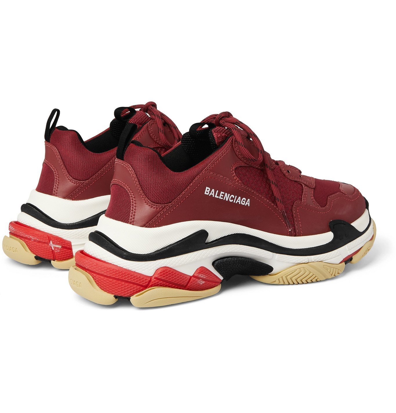 Balenciaga - Triple S Mesh, Nubuck and Leather Sneakers - Burgundy ...