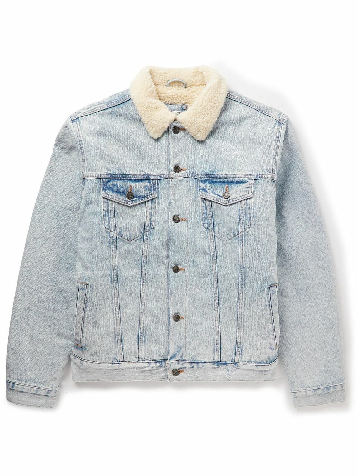 Guess USA - Fleece-Trimmed Denim Jacket - Blue