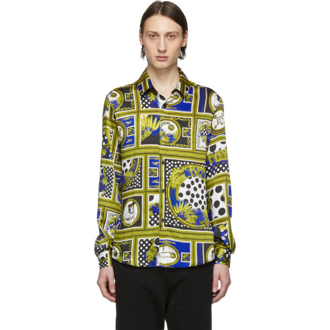 Versus Green and Multicolor Heritage Border Print Shirt Versus