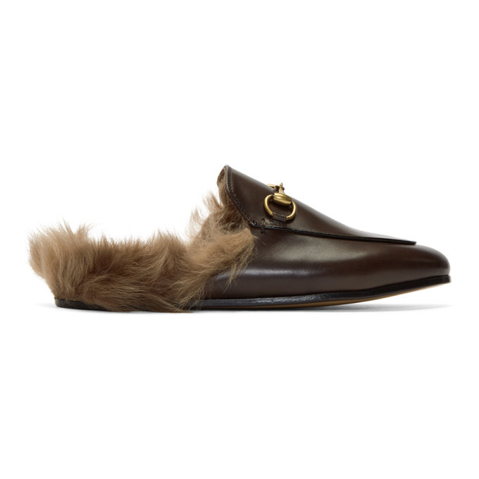 gucci brown princetown slippers