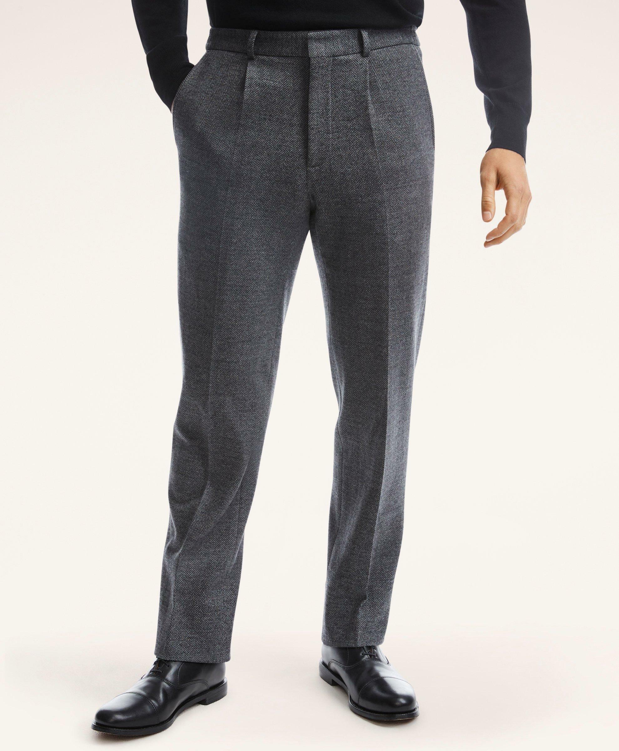 Brooks Brothers Men's Knit Herringbone Suit Trousers | Grey