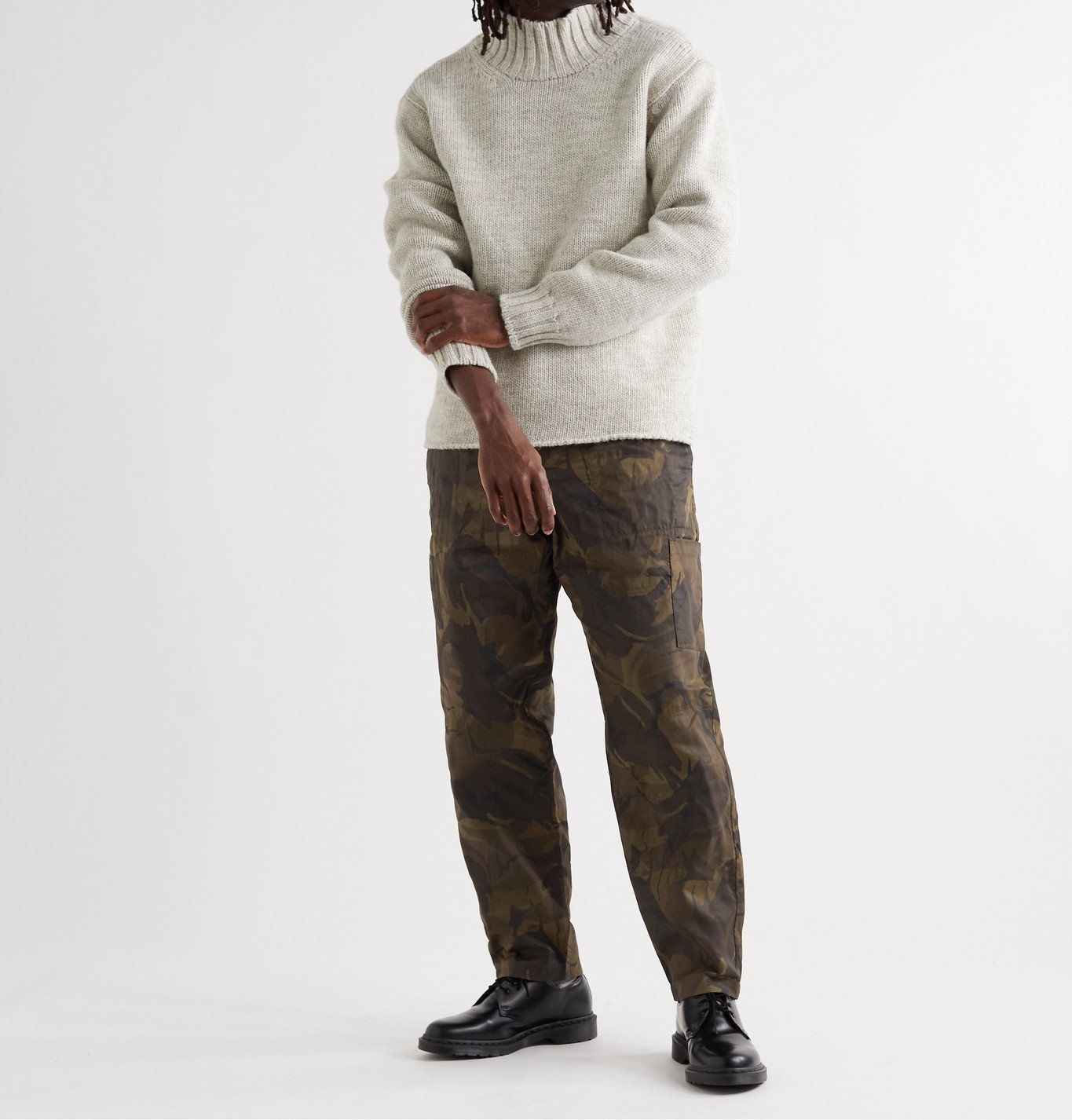 OLIVER SPENCER - Judo Tapered Camouflage-Print Herringbone Cotton-Twill Cargo Trousers - Brown