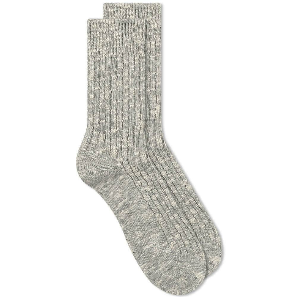 John Elliott Men's Slub Sock in Grey/Natural John Elliott