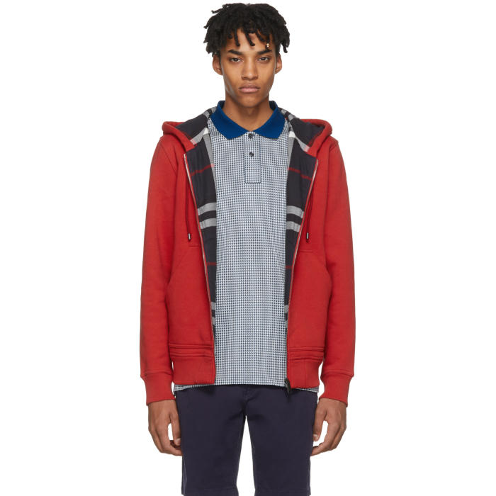 Burberry Red Fordson Core Zip Hoodie Burberry Prorsum