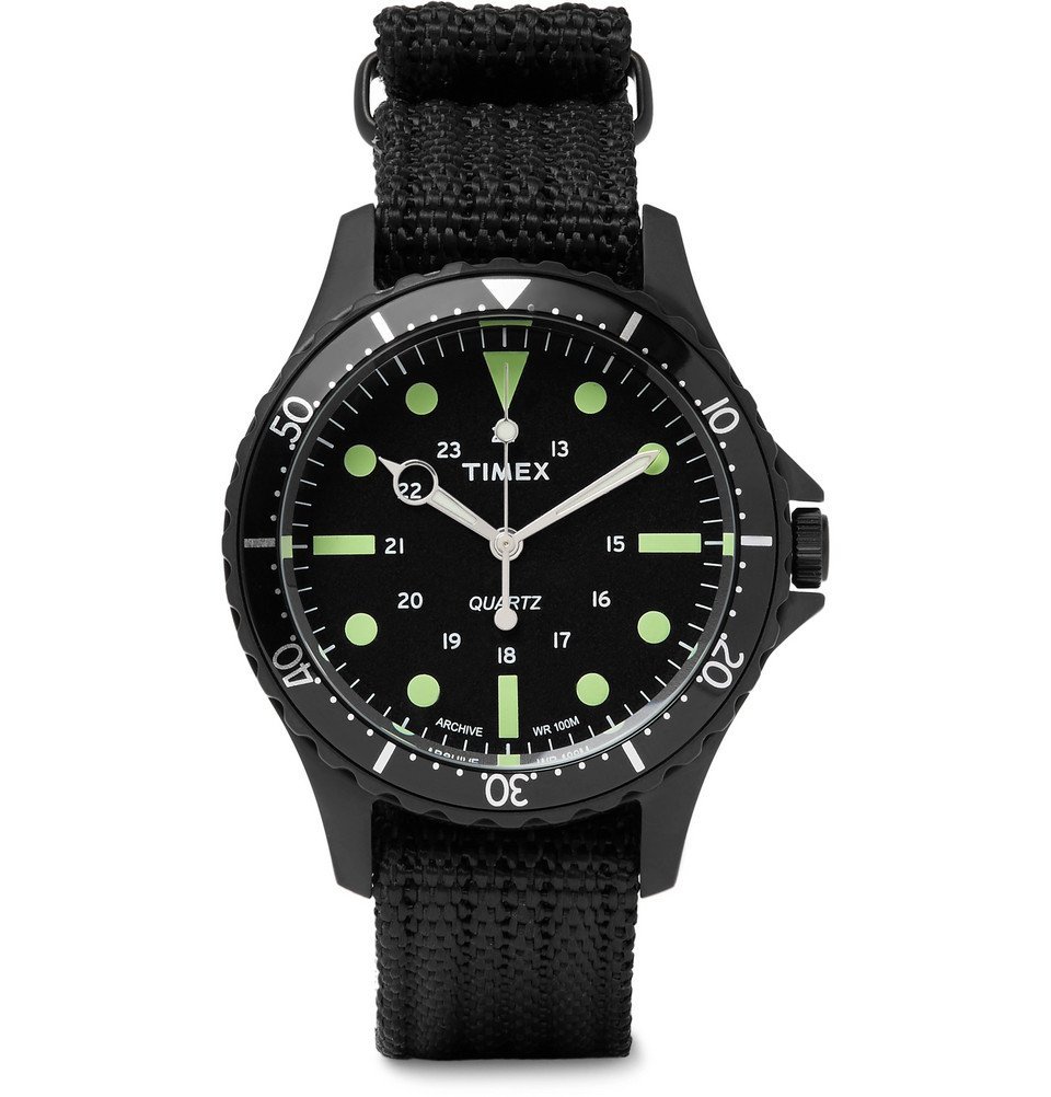 Timex - Navi Harbor Stainless Steel and Nylon-Webbing Watch - Men - Black  Timex
