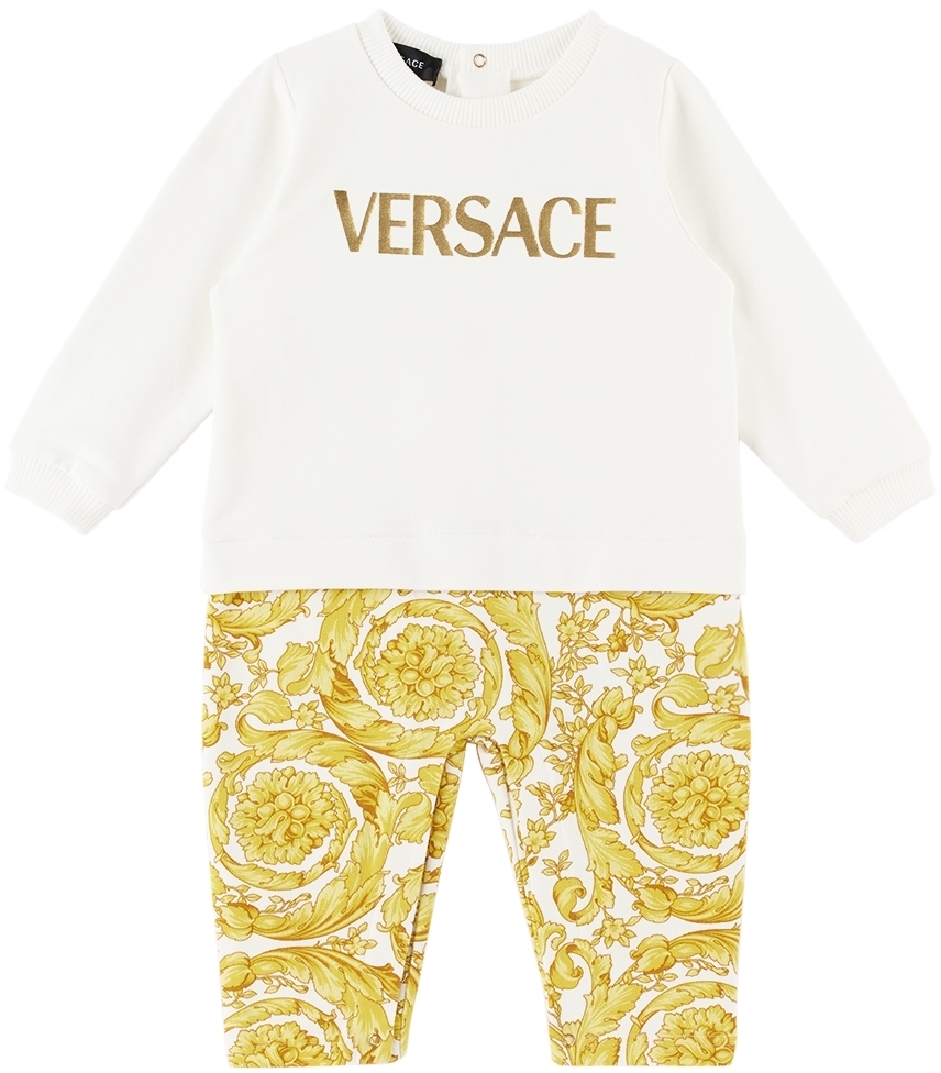 Versace Baby White Barocco Jumpsuit Versace