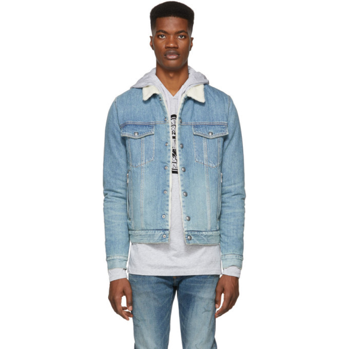 Balmain Blue Denim Sherpa Jacket Balmain