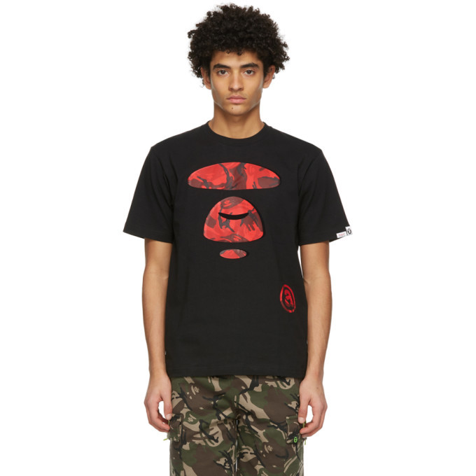 AAPE by A Bathing Ape Black and Red Camo Logo T-Shirt AAPE by A Bathing Ape