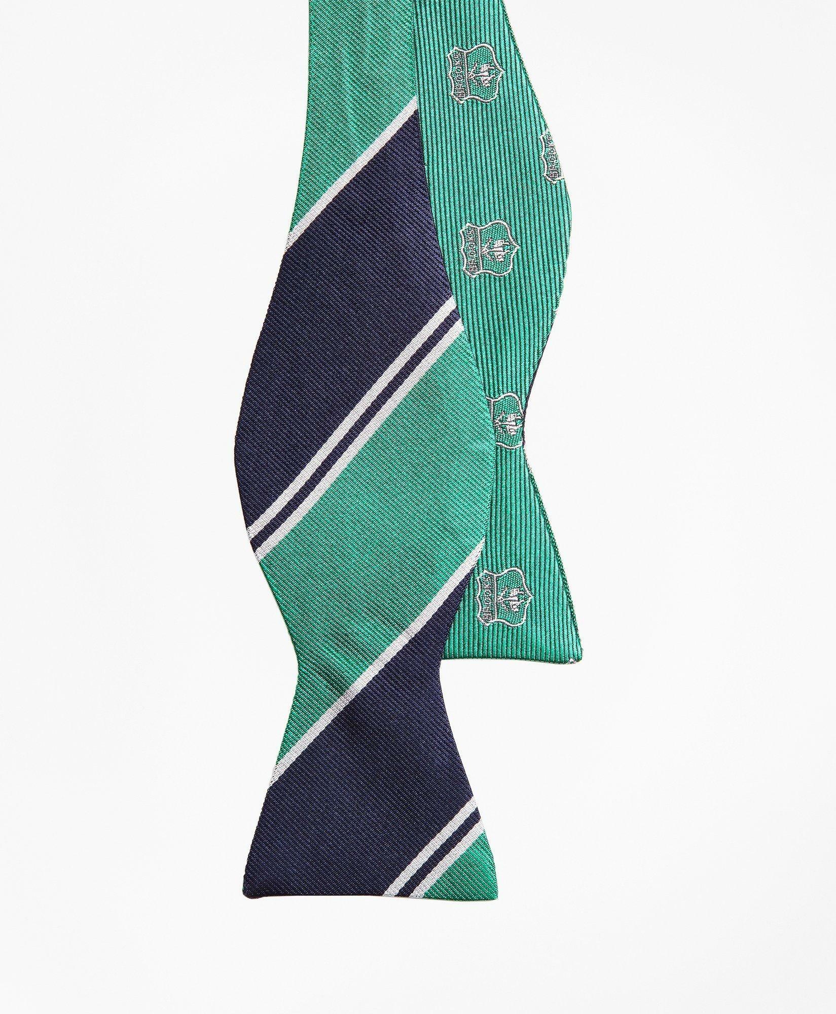 Brooks Brothers Men's Crest with Stripe Reversible Bow Tie | Green