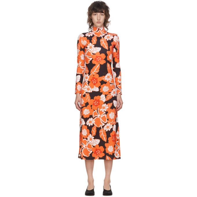 black and orange floral dress