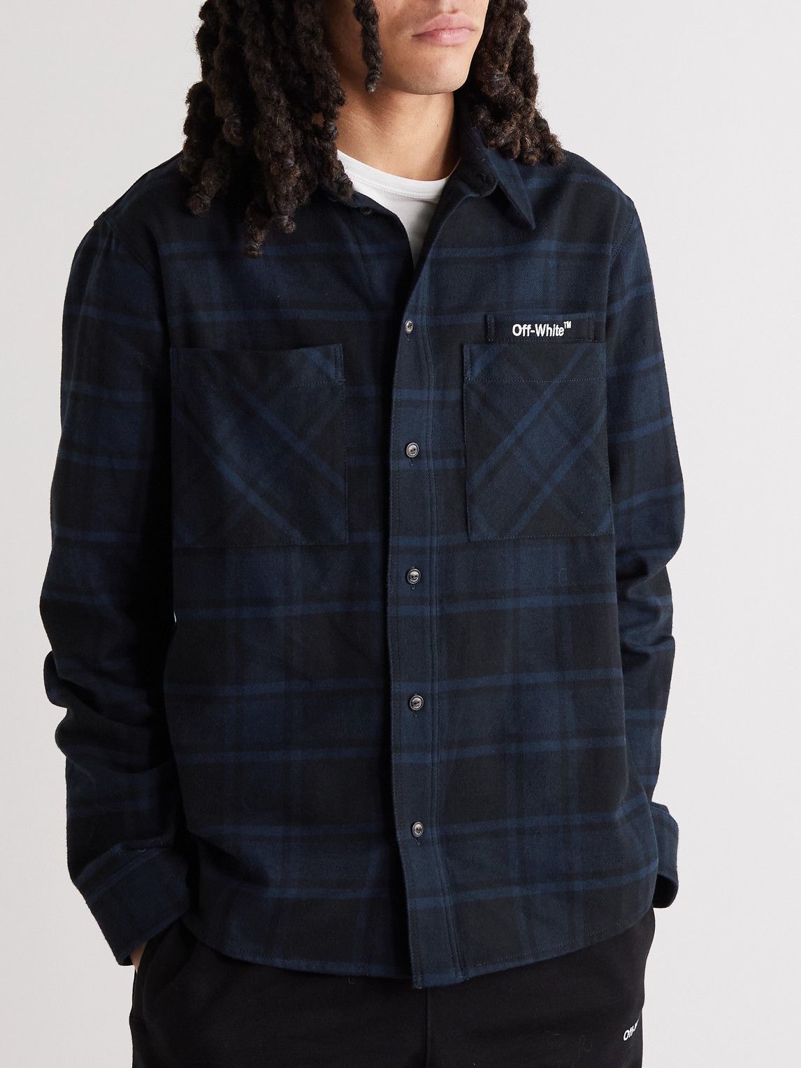 off white blue flannel