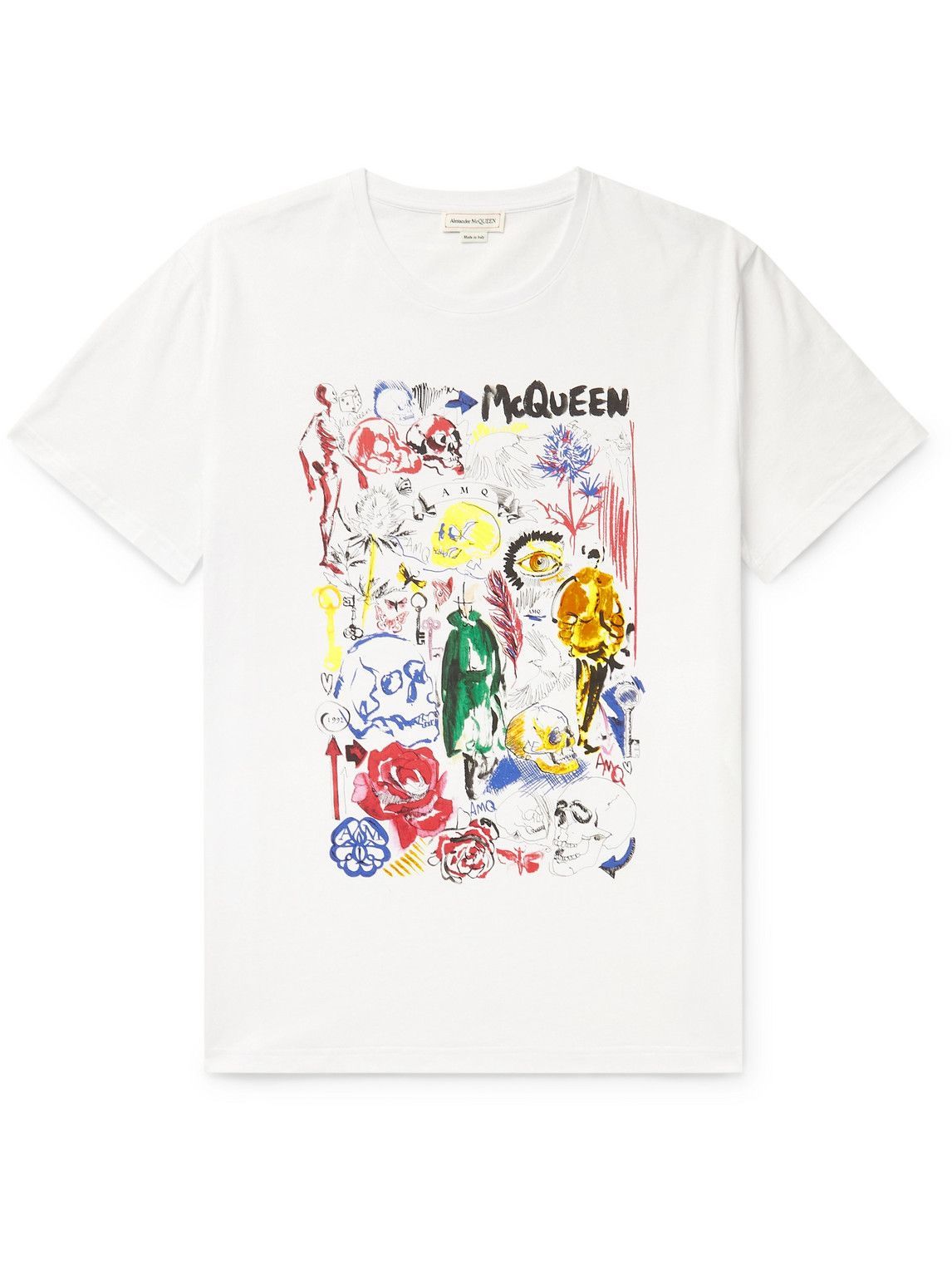 Alexander McQueen - Printed Cotton-Jersey T-Shirt - White Alexander McQueen