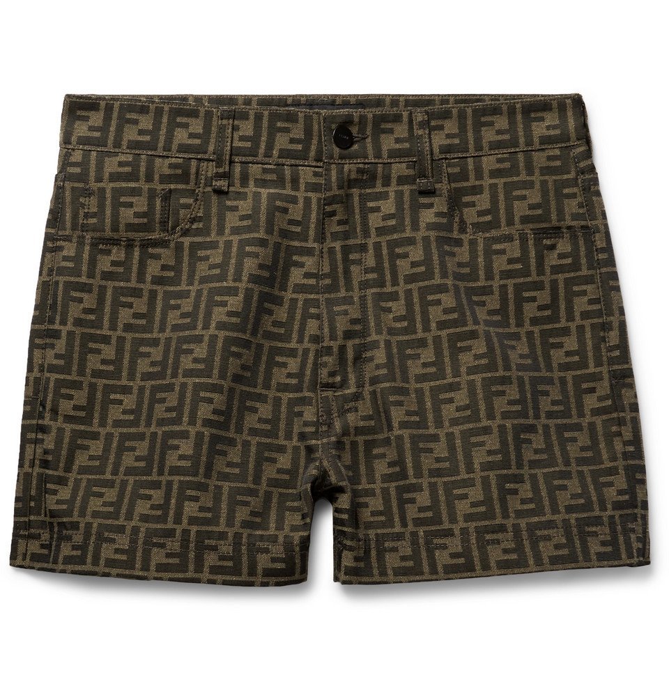 Fendi - Logo-Jacquard Shorts - Men - Brown Fendi