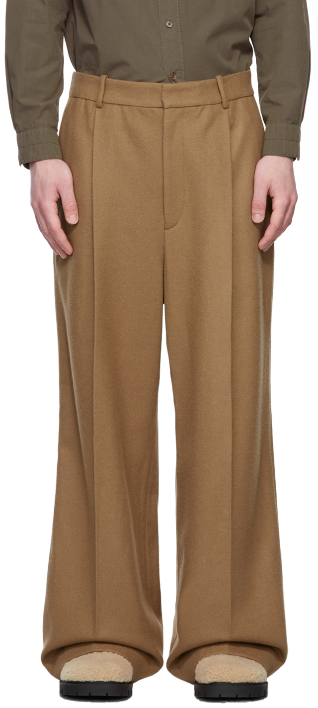 Hed Mayner Tan Wool Elongated Trousers 