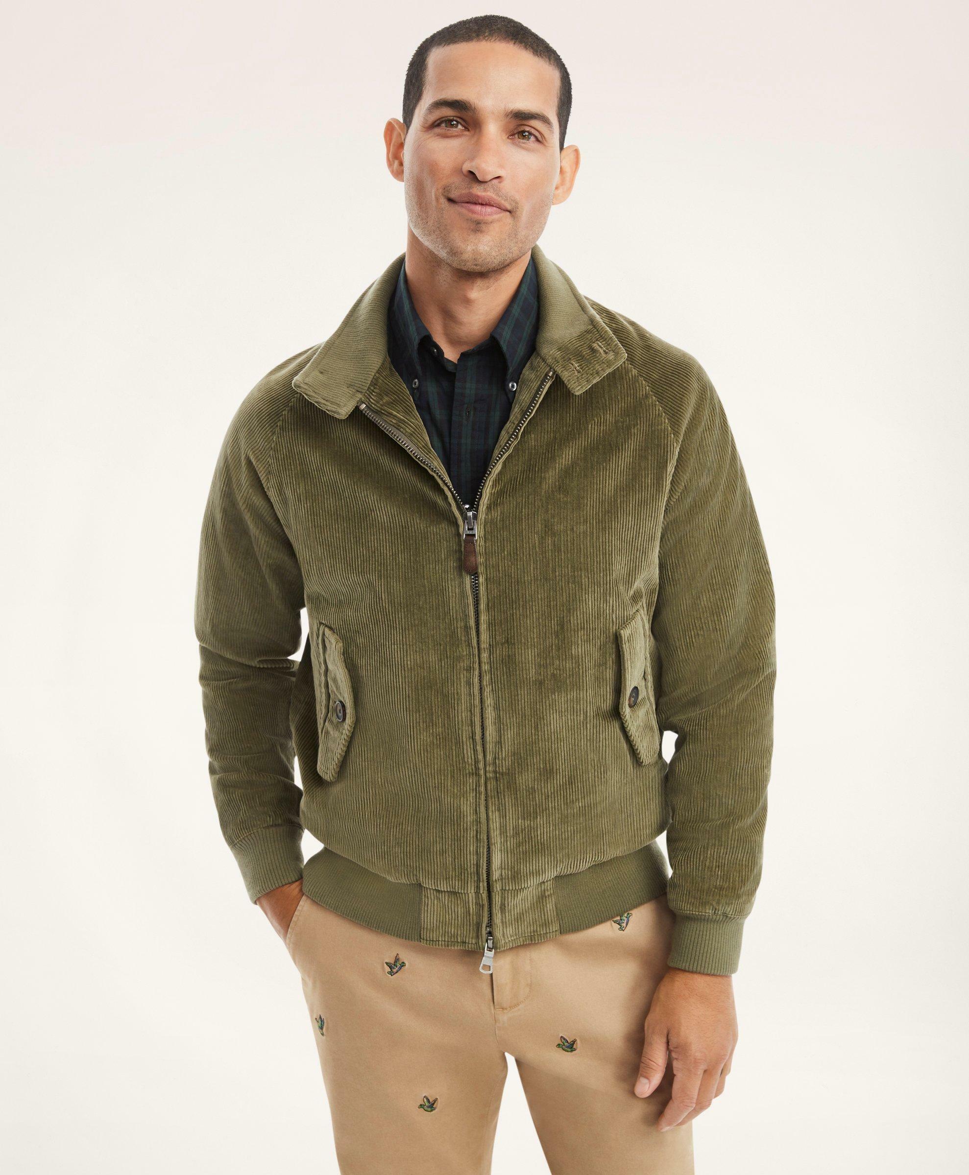 Brooks Brothers Men's Wide Wale Corduroy Harrington Jacket | Olive ...